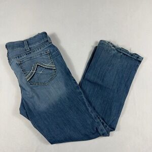 Ariat REAL Denim Rainstorm Whipstitch Mid Rise Bootcut Jeans 34R‎ Blue Western